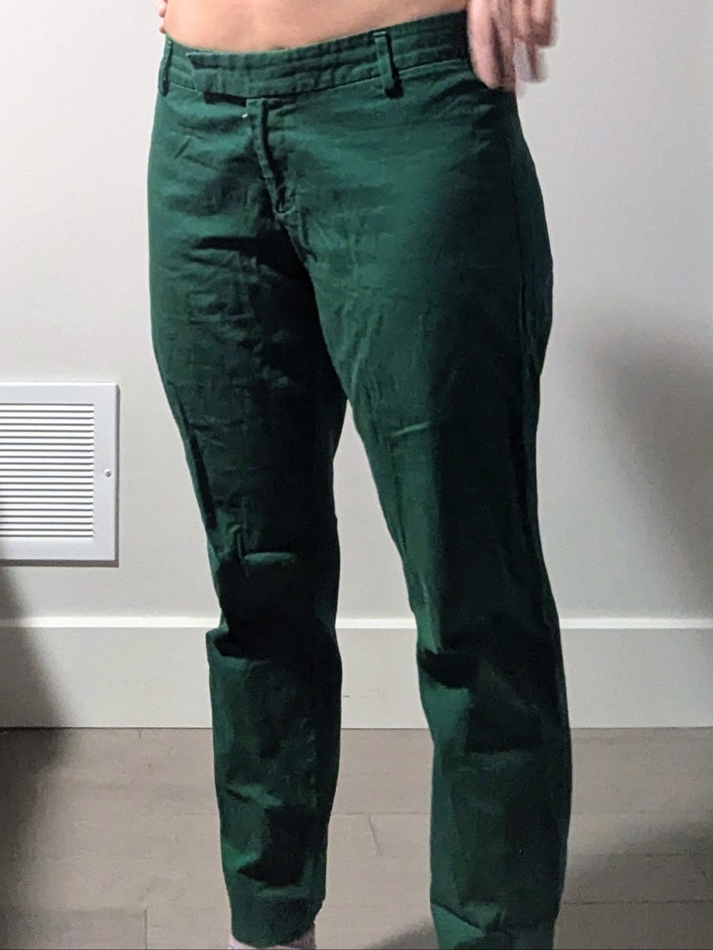 Women's Green Straight-Leg Cotton Pants